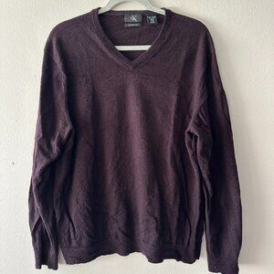 Plum Calvin Klein Wool V Neck Sweater - Size XXL - GUC